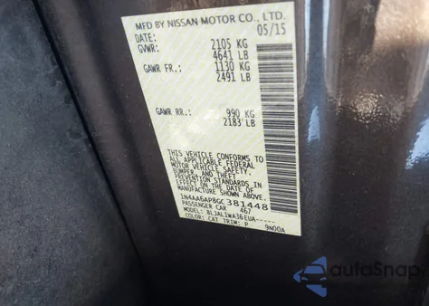 2016 Nissan Maxima 3.5 Sr z USA, uszkodzony, nr VIN 1N4AA6AP8GC381448